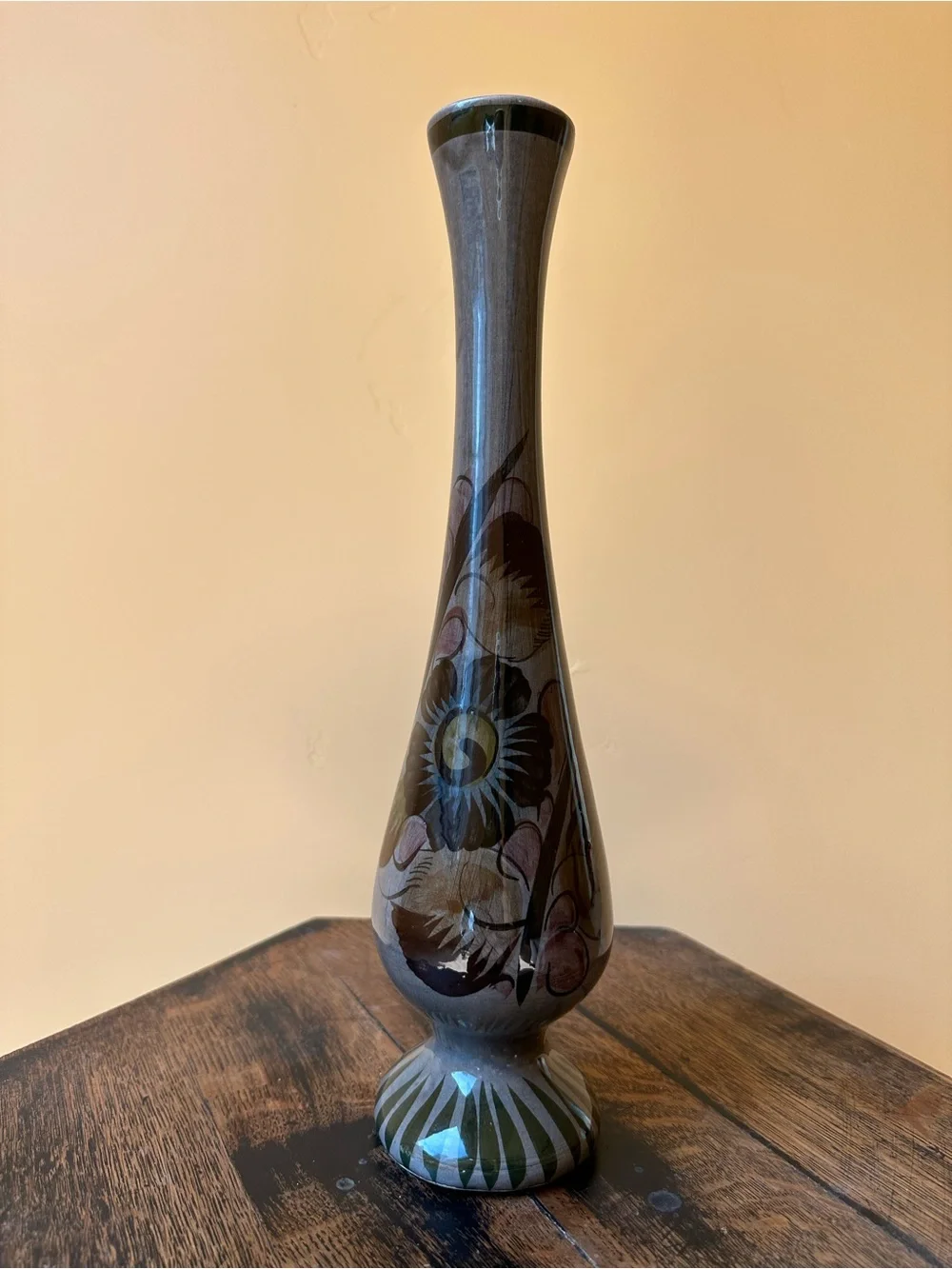 Vintage Tonalá Mexican Pottery Tall Bud Vase
